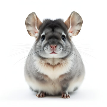 Gray ebonite chinchilla on white background.