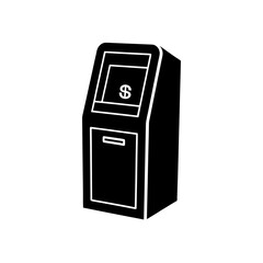 atm machine with cash dispensing icon on white 