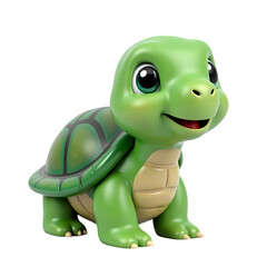 Fototapeta premium Adorable 3D Cartoon Turtle Cute Baby Tortoise Illustration isolated on transparent background
