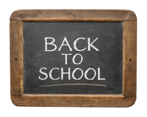 Back to school blackboard with chalk text
