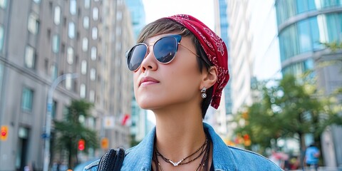 photo of fashionista asian woman exploring the city