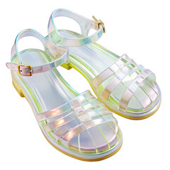 Transparent Jelly Sandals On Transparent Background