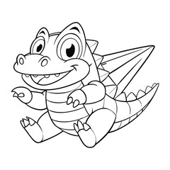 Obraz premium Alligator Flying a Paper Airplane Illustration