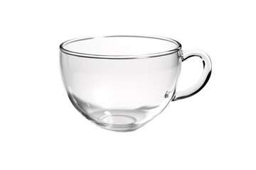a clear glass cup with handle