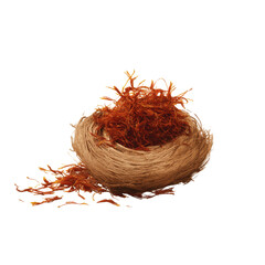 Fototapeta premium Dried Red Seaweed in a Hemp Nest on Green Screen