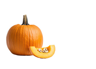 Isolated Whole Pumpkin and Slice
