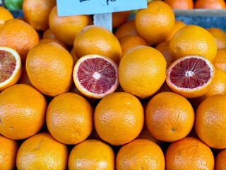 blood oranges in a market