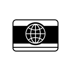 Naklejka premium bank card with globe icon on white background 