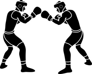 solid black silhouette of boxing fighters