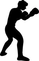 Fototapeta premium single boxer silhouette in fighting stance