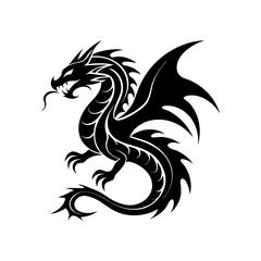 black and red tribal dragon tattoo silhouette vector