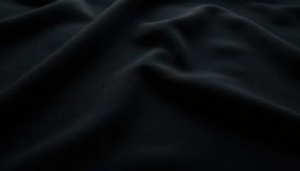 Obraz premium Close-up of a plain black t-shirt, showing texture and fabric detail , smooth, apparel