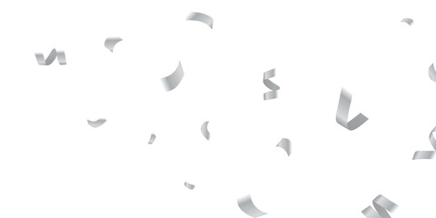 Realistic pattern over a transparent background, ideal for adding a celebratory, decorative touch to invitations, event flyers. Luxury Silver Falling Elements on Transparent PNG for Glamorous Party.