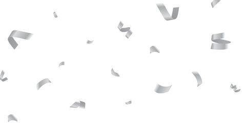 Realistic pattern over a transparent background, ideal for adding a celebratory, decorative touch to invitations, event flyers. Luxury Silver Falling Elements on Transparent PNG for Glamorous Party.
