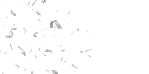 Realistic pattern over a transparent background, ideal for adding a celebratory, decorative touch to invitations, event flyers. Luxury Silver Falling Elements on Transparent PNG for Glamorous Party.