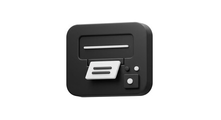 Stylish 3D Printer Icon Modern Black Minimalist Design for App Website Print