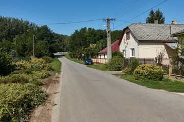 Village street view in summer, Hungary