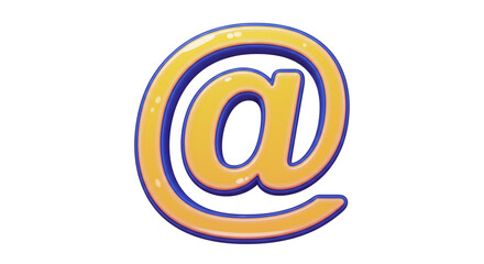 Fototapeta premium Shiny Yellow Blue At Symbol Email Icon 3D Render Web Design Element Graphic Design Digital Art
