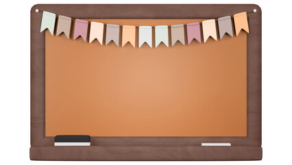 Orange Chalkboard with Colorful Bunting and Chalk for Learning
