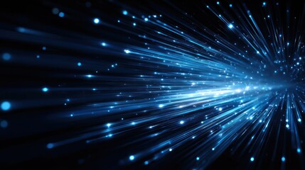 Obraz premium Abstract Blue Light Rays Exploding in Dark Space