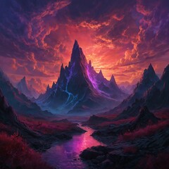 sunset in the mountains