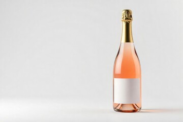 A single bottle of champagne, elegantly presented on a white background , texture, object, new year