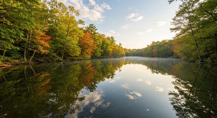 Fototapeta premium Serene Autumn Lake Reflection