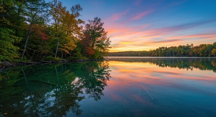 Serene Autumn Lake Sunrise Reflection