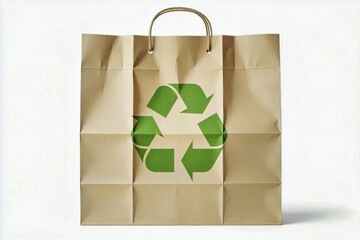 Recycle Symbol Printed on Brown Paper Bag

