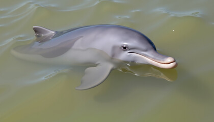 Obraz premium Dolphin swimming gracefully in clear water of the ocean 