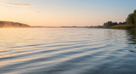 Serene Sunrise over Misty Lake