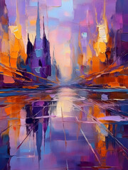 Painterly Textures Bend Perspective in a Surreal Scene of Distorted Reflections and Twisted Reality