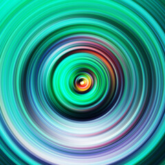 Colorful radial motion effect. Abstract rounded background. Color curves and sphere.