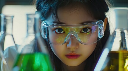 Focused young person in a laboratory setting.