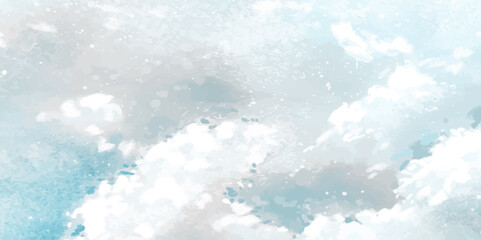 Blue sky nature landscape background with realistic fluffy clouds. Abstract blue sky with clouds background, Natural Blue Sky with Artistic Cloud Elements in a Hand-Painted Watercolor Style