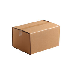 Cardboard box with tape isolated on transparent background