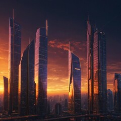 sunset over the city