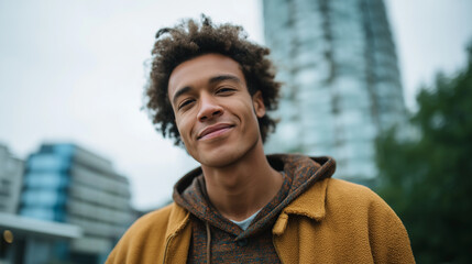 Fototapeta premium Confident Gen Z Man in Trendy Urban Streetwear