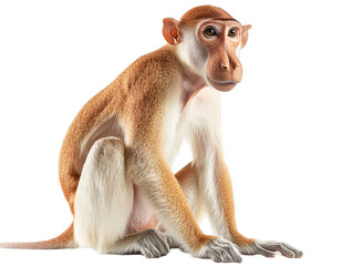 a monkey sitting on a white background