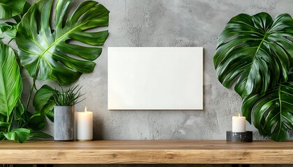 Blank canvas framed by lush greenery