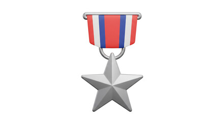 Silver Star Medal Military Honor Award Patriotic Symbol 3D Render