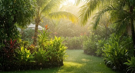 Obraz premium Lush Tropical Garden Paradise