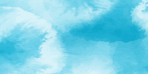 Abstract Watercolor Blue Sky with Gentle White Clouds for Nature-Inspired Backgrounds, Elegant Watercolor Sky Background with Light Blue Tones and Soft White Clouds