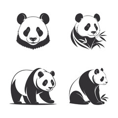 Minimalist Cute Panda Illustration in Black and White
