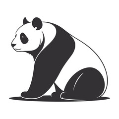 Minimalist Black and White Panda Silhouette Vector