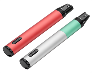 Disposable vape pens set on transparent background