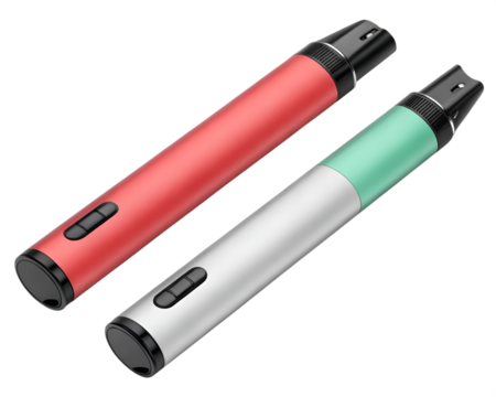 Disposable vape pens set on transparent background