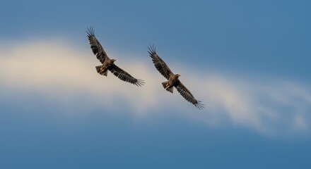 Obraz premium Majestic Eagles in Flight A Stunning Aerial Display