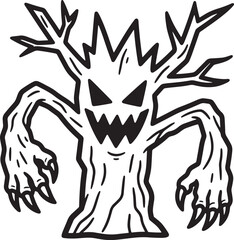 vector illustration of a cartoon zombie tree vector Silhouette