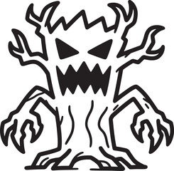 vector illustration of a cartoon zombie tree vector Silhouette